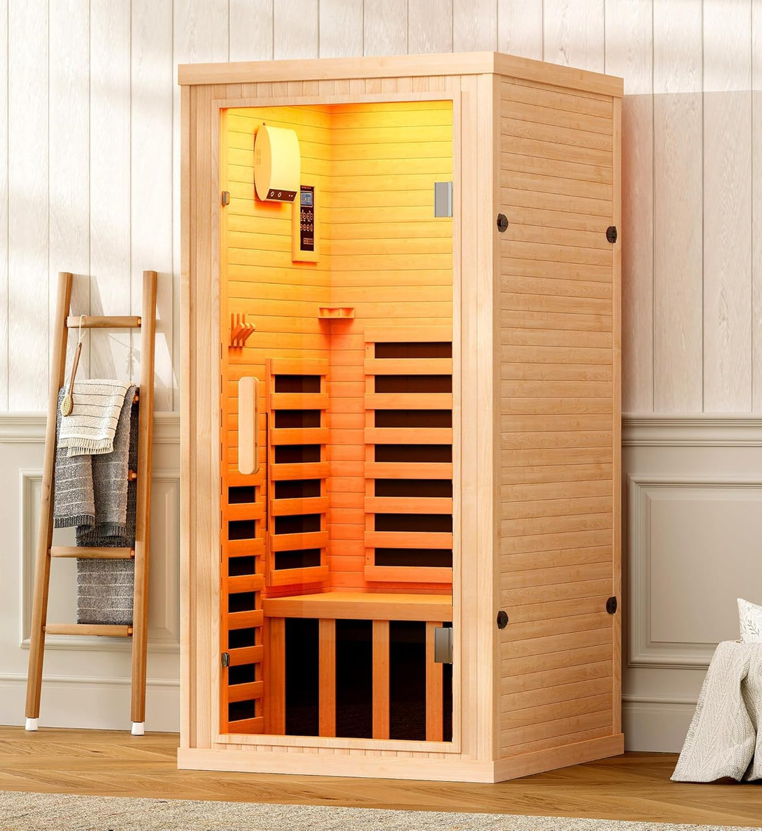 Albott Infrared Sauna Room 1-Person Canadian Hemlock 1260W