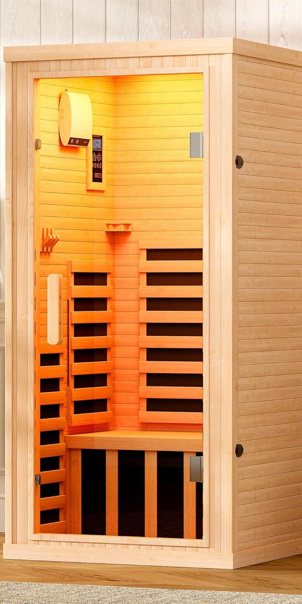 Albott Infrared Sauna Room 1-Person Canadian Hemlock 1260W