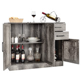 Giantex Buffet Server Sideboard Storage Cabinet Console Table Utensils Organizer Kitchen Dining Room Furniture, Entryway Cupboard with 2-Door Cabinet and 2 Drawers (Gray) Giantex