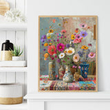 NWQZBYHT Flowers Diamond Art Kits for Adults,Vase 5D Diamond Painting Kits for Adults,DIY Round Full Drill Gem Art Kits for Beginners,Diamond Dots Painting Picture Crafts Home Wall Decor 12x16 Inch NWQZBYHT