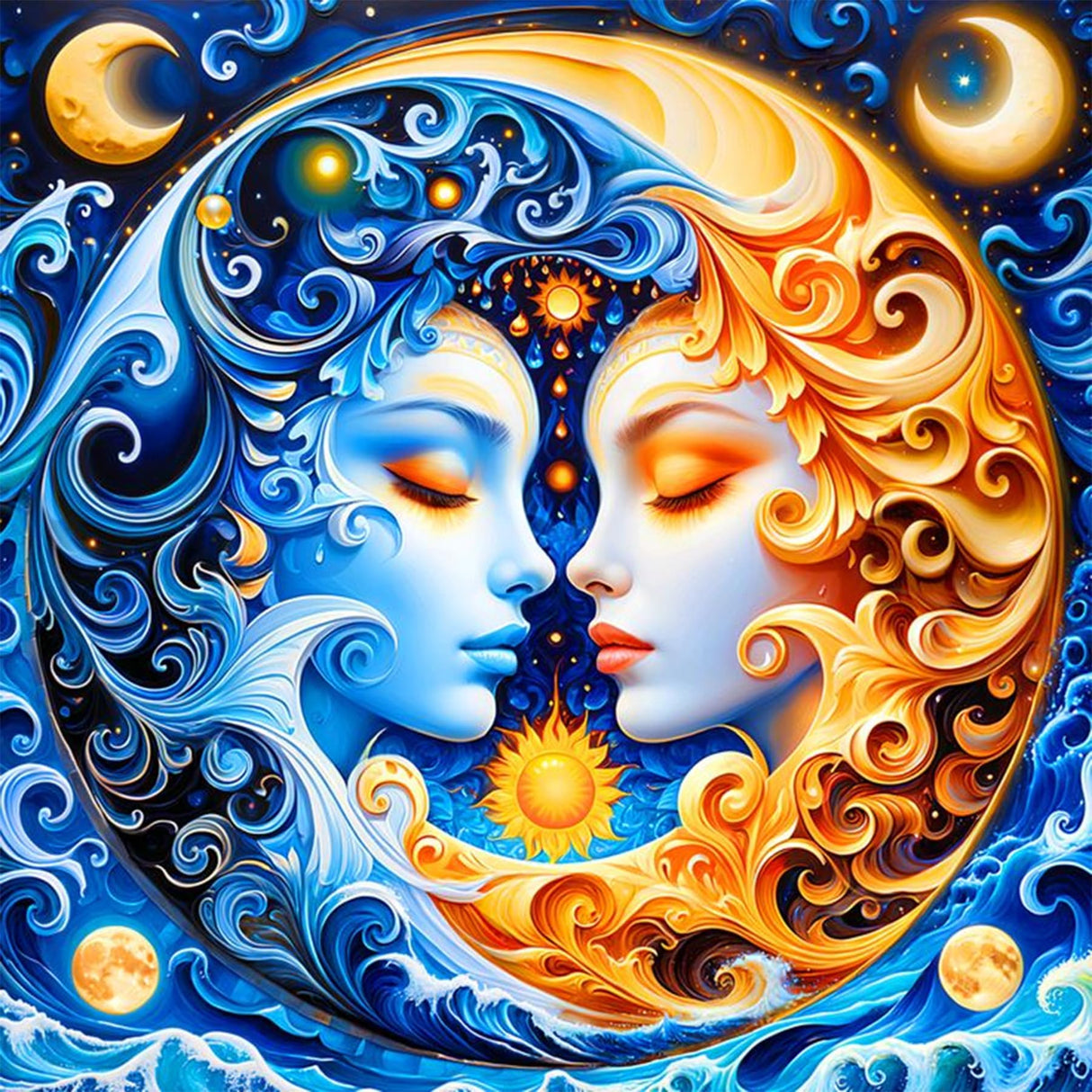 Zythron Sun and Moon Diamond Art Kits for Adults-Diamond Art Painting Diamond Painting Kit for Adult,Round Full Drill Diamonds, Diamond Art Kits for Home Decor 12x12in Zythron