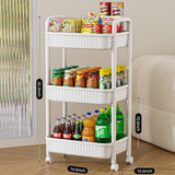 JOYZAN 3 Tier Rolling Carts with Wheels, Utility Cart with Handle and Locking Caster, Storage Cart for Kitchen, Office, Bedroom, Suitable for Diaper, Art Tools, Snack, Craft Storage Cabinet, White JOYZAN