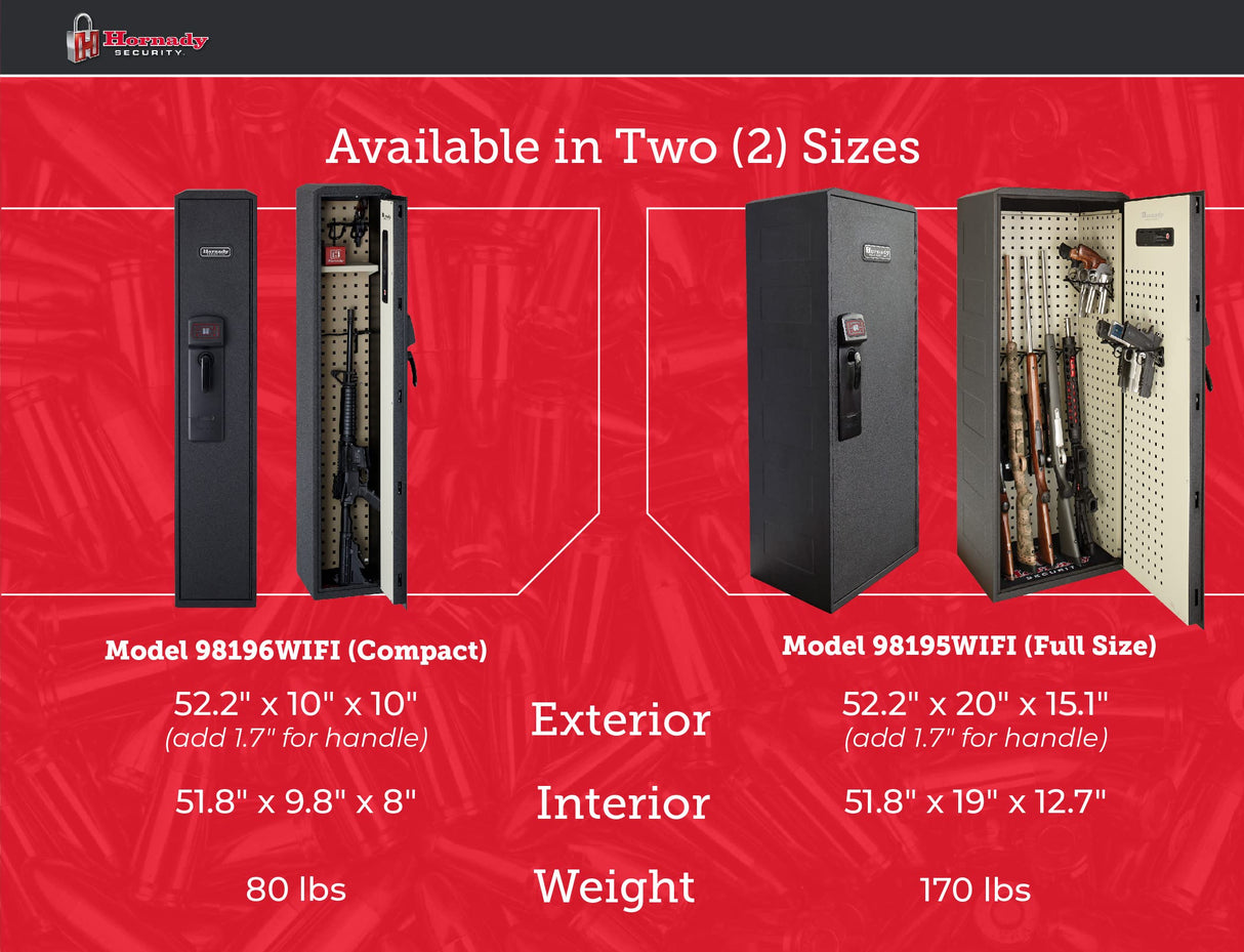 Hornady Rapid Safe Compact Ready Vault with WiFi - Safely Keep Tabs on Your Safe with Your Smartphone - RFID Technology for Touch Free Access & Heavy-Duty Steel Housing to Protect Valuables, 98196WIFI Hornady