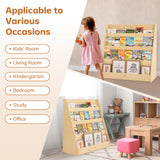 Bateso Natural Wood 4-Layer Toddler Bookshelf - Space-Saving Storage for Playrooms and Nurseries Bateso
