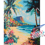 TOCARE Paint by Numbers Kit for Adults Beginner,Palm Tree Beach Adult Paint by Number Canvas, Acrylic Adults' Paint-by-Number Kits Sea for Home Wall Decor 16x20inch TOCARE