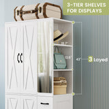 ANCTOR Armoire Wardrobe Closet with Mirror, 70.9" H × 36.2" W, Bedroom Armoires with 4 Doors, 3 Drawers and Shelves, Large Clothing Storage Cabinet for Hanging Clothes, White ANCTOR
