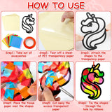 Qyeahkj 36 Set Unicorn Suncatchers Crafts for Kids DIY Unicorn Tissue Paper Crafts Window Stained Glass Effect Rainbow Hanging Decor School Home Creative Activity Art Project Birthday Party Favor Gift Qyeahkj