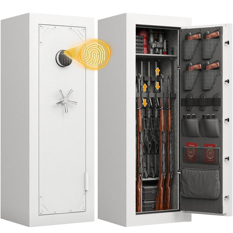 KAER 20 Gun Safe Fireproof - Biometric Gun Safe for Rifles and Pistols Fire Proof, Long Rifle Safe Large Gun Cabinet for Shotguns with Digital Keypad, Removable Gun Racks, Pistol Pockets KAER