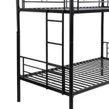 Yehha Metal Bunk Beds for Kids & Youths, Twin Over Twin Bunk Bedframe with 2 Ladders and Full-Length Guardrail, No Box Spring Needed, Noise Free, Convertible 2 Beds, Young Black Yehha
