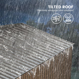 Outdoor Storage Shed, 10 x 8 FT Utility Tool Shed, Metal Storage Garden Shed with Door & Lock for Patio Storage, Brown CuisinSmart