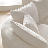 WILLIAMSPACE 124.8" Boucle Curved Sofa Couch, Modern Upholstery Cloud Sofa with Pillows, Left Hand Facing Sectional Boucle Fabric Couch for Living Room (Left-Facing,Light Cream) WILLIAMSPACE