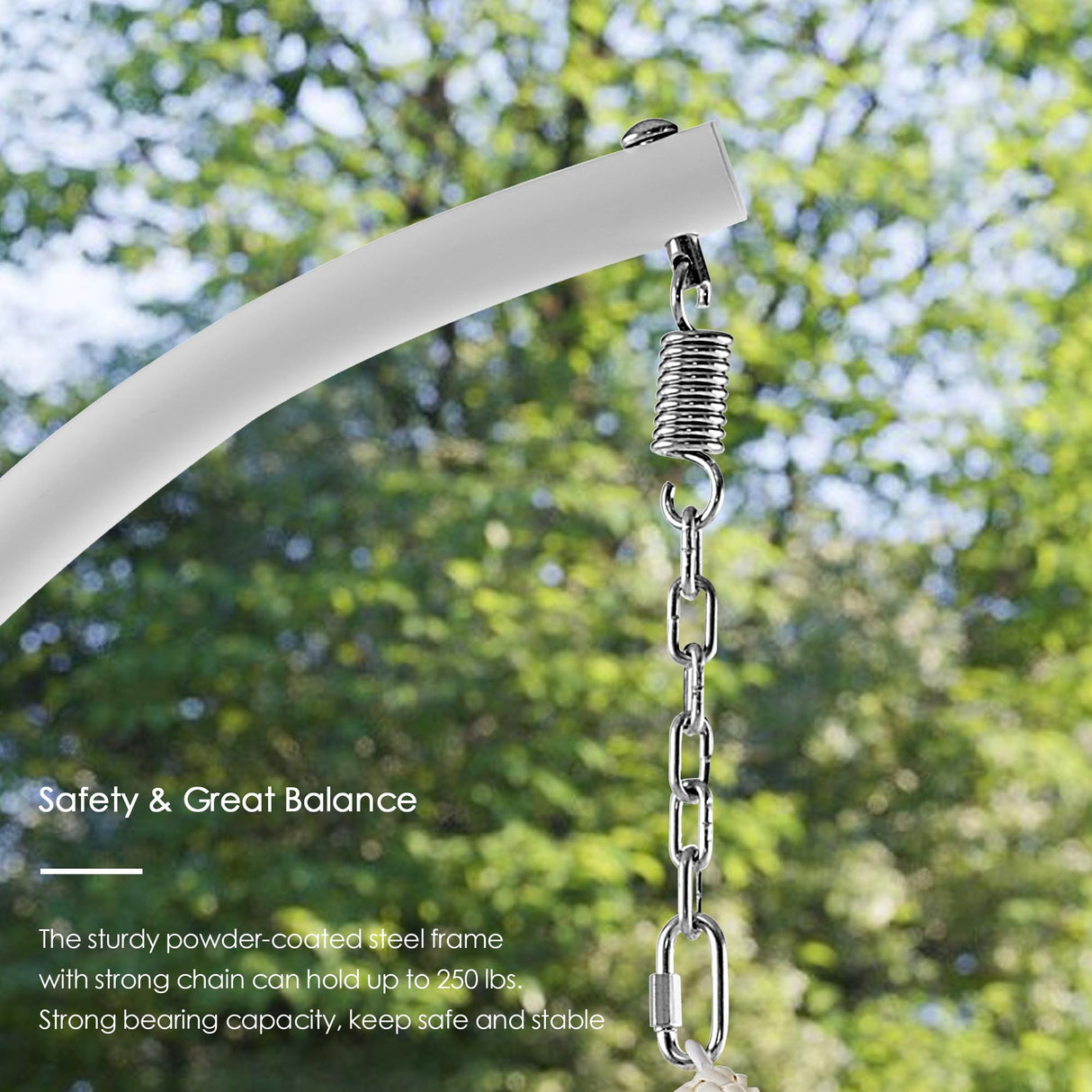 Ulax Furniture Hanging Egg Chair, Wicker Rattan Swing Hammock Chair with White Stand and Beige Cushion for Indoor Outdoor Ulax furniture