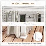 Outsunny 10' x 13' Louvered Pergola Hardtop Gazebo with Adjustable Aluminum Roof and Frame, Outdoor Pergola with Curtains and Netting, for Garden, Lawn, Backyard, and Deck, White Outsunny