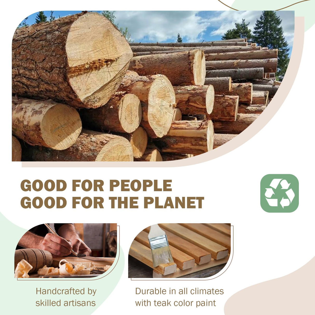 SUNSITT Patio Set 6 Piece Acacia Wood Outdoor Patio Furniture Set FSC Certified Bistro Table and Chairs with Cream White Cushions for Balcony, Porch, Backyard SUNSITT