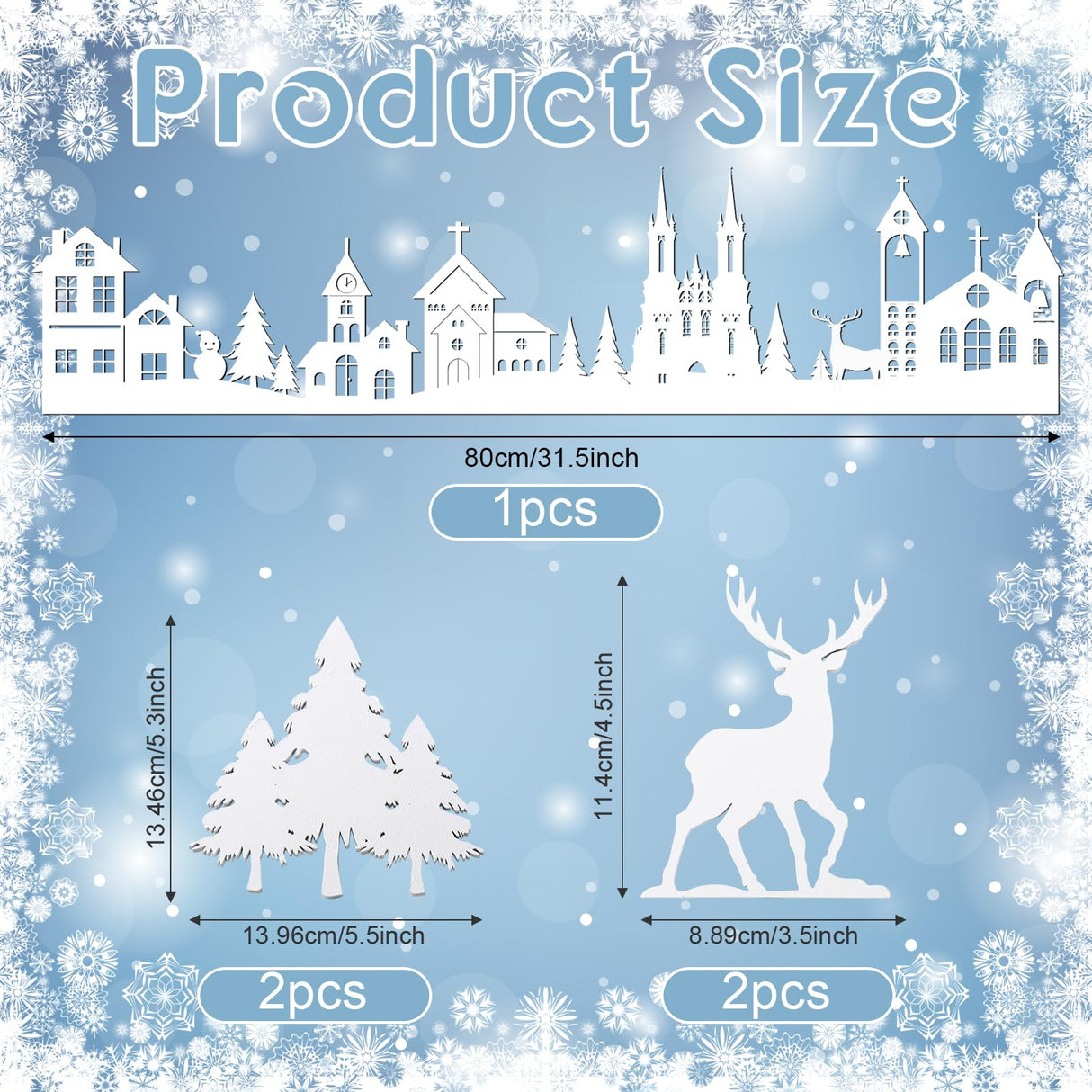 Colingmill 32 Inch Christmas Tabletop Decoration Wooden Christmas Themed White Church Christmas Tree and elk Signs Farmhouse Centerpiece Decor for Home Kitchen Table Shelf Decor Colingmill