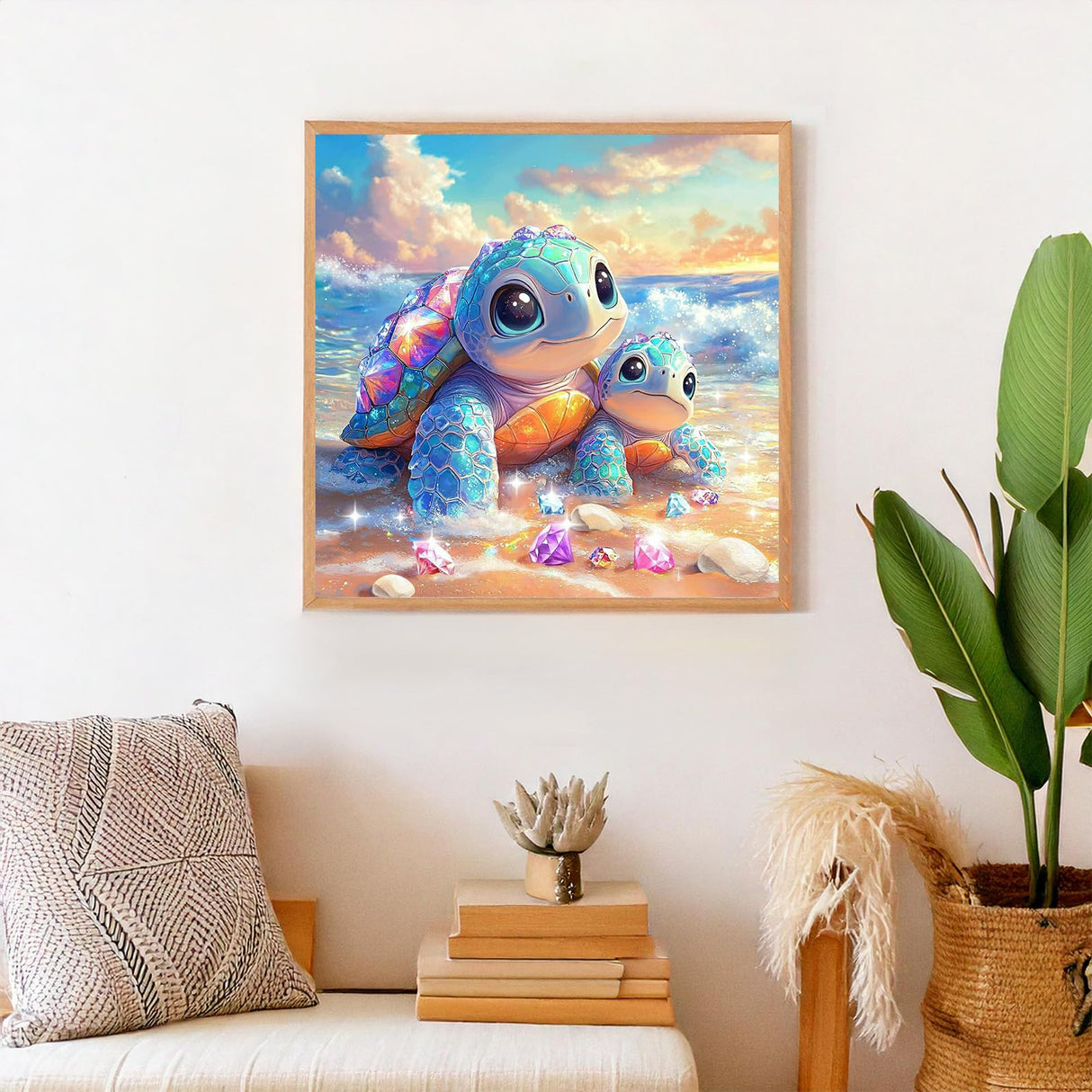 Possoco Sea Turtle Diamond Art Kits for Adults Beginner, Beach Cute Turtles 5D Diamond Painting Kits for Adults, DIY Round Full Drill Gem Art Painting and Crafts for Gift Home Wall Decor 14x14 Inch Possoco