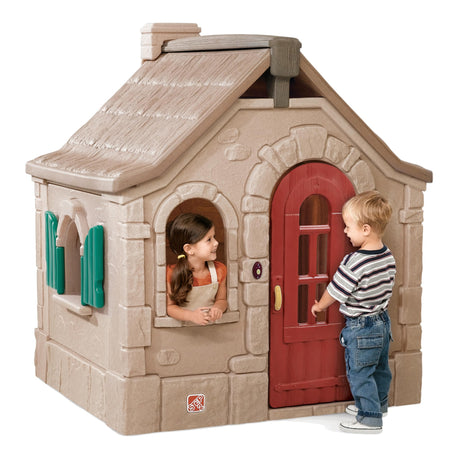 Step2 Naturally Playful StoryBook Cottage for Kids, Outdoor Playhouse with Realistic Details and Interactive Features for Toddlers, Ages 1.5+ Years Old, Easy Assembly Step2