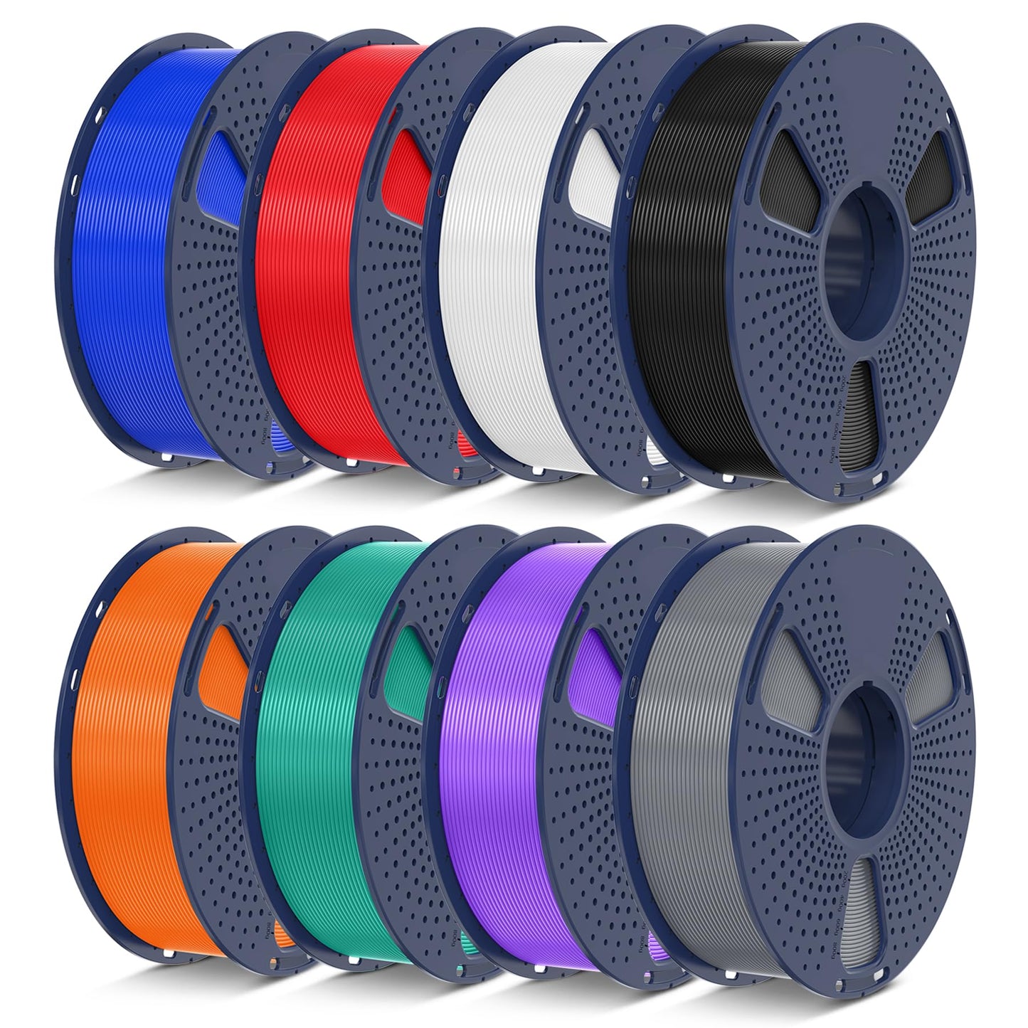 SUNLU 8 Packs ASA Filament 1.75mm, UV Rain Heat Resistant 3D Printer Filament, Great for Outdoor, 1.84kg in Total, 0.23kg per Spool, 8 Packs, 8 Colors, Black+White+Grey+Blue+Green+Red+Orange+ - WoodArtSupply