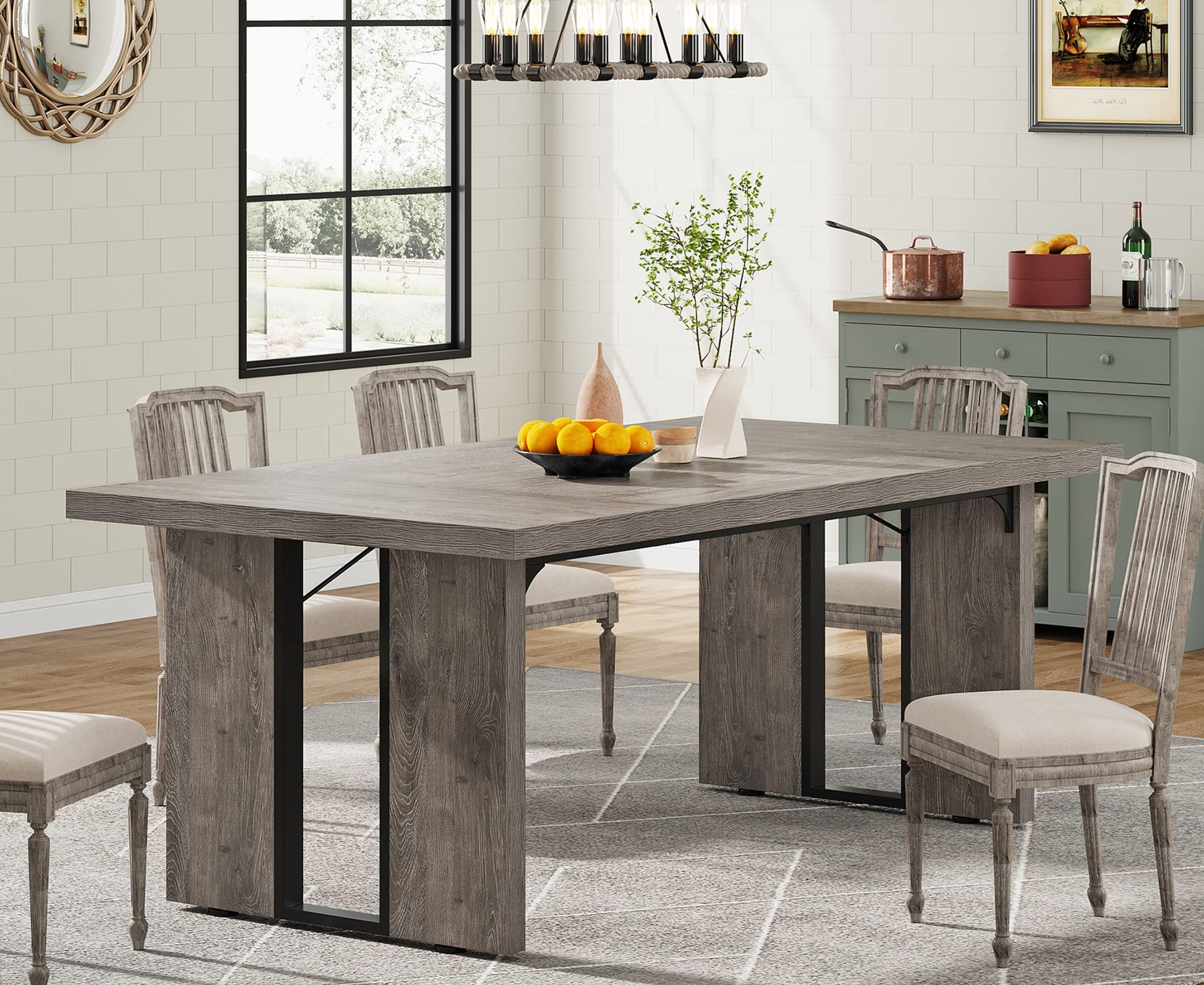 Tribesigns 71" Large Dining Table for 6 to 8 People, Rustic Farmhouse Style Dinner Table, Rectangular Dining Table for Kitchen, Dining Room & Living Room - WoodArtSupply