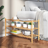 Furshus Long Shoe Rack, 3-Tier Bamboo Stackable Shoe Shelf Storage Organizer, Shoe Stand for Closet, Entryway and Hallway Furshus