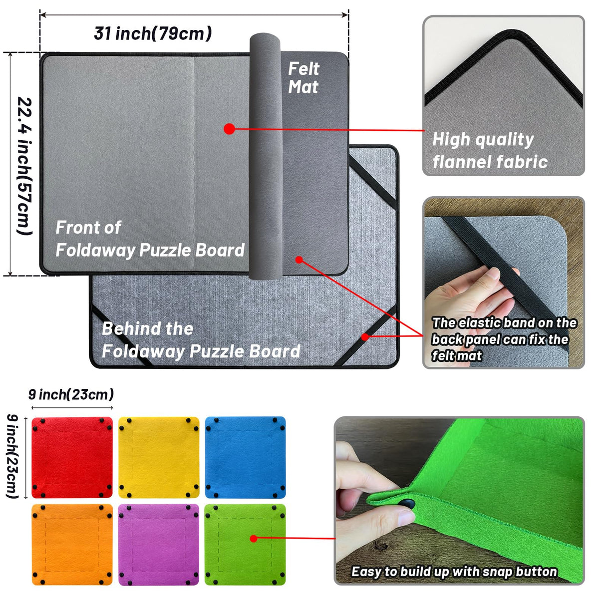Folding Puzzle Board with 6 Sorting Trays and Felt Mat,for Storage and Saver, Non-Slip Surface,for Puzzle Board 1000 Pieces QCFDLCX