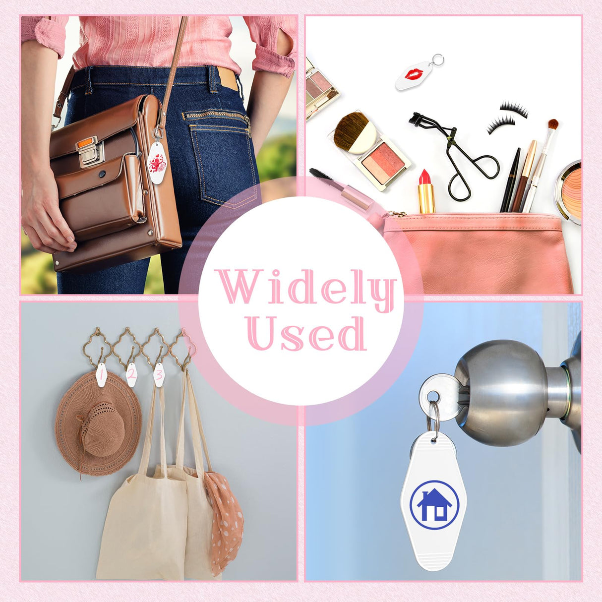 Pinkunn 50 Pcs Motel Keychain Blank Hotel Keychain Sublimation Vintage Keychain Bulk for DIY Crafts Ornament (White) Pinkunn