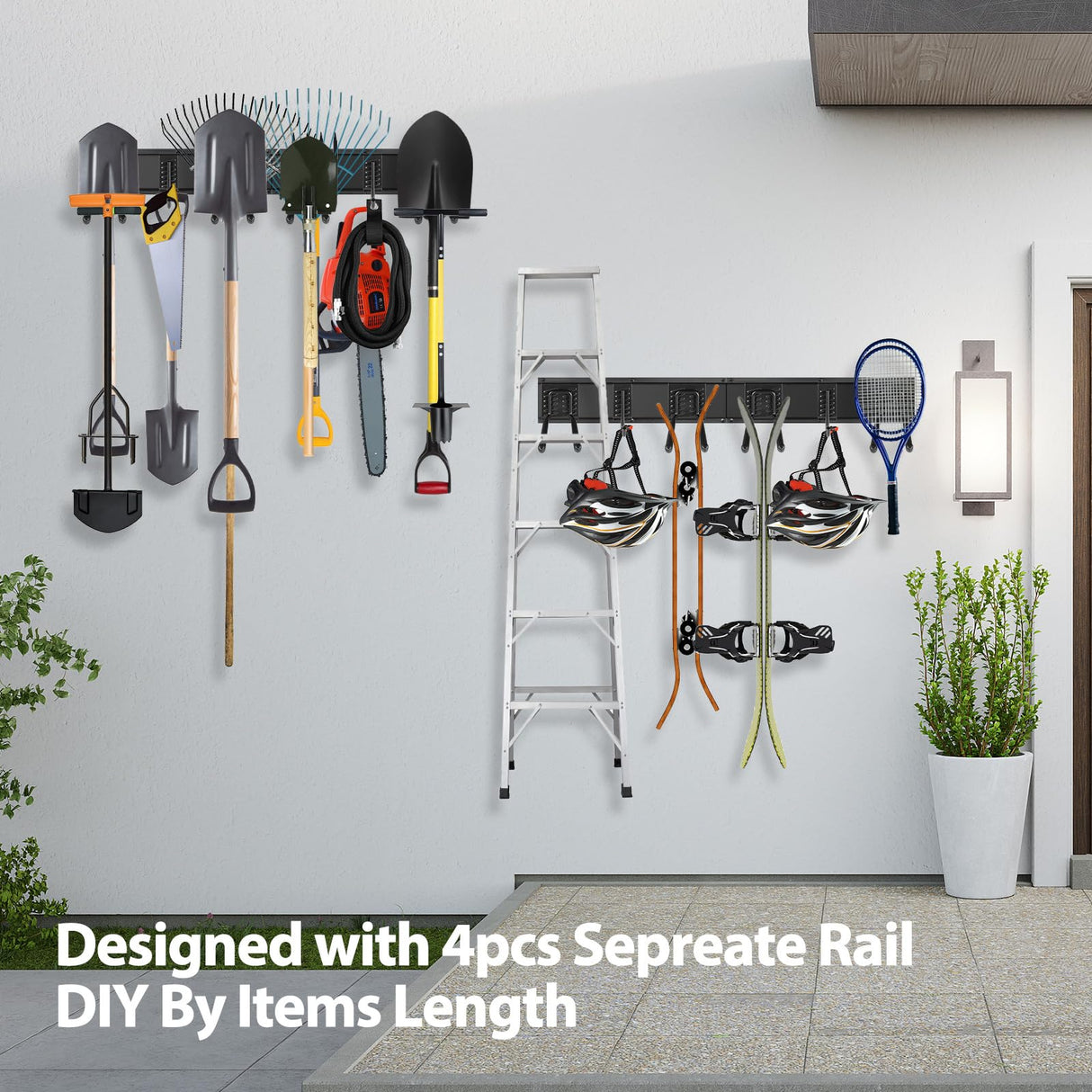 Gatsowm Garage Tool Organizer Wall Mounted, 64 Inches Adjustable Garden Tool Organizer Rack, 20 Pcs Heavy Duty Yard Tool Organizer Hold Up to 900lbs Gatsowm