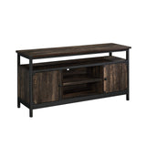 Sauder Steel River Metal & Wood Credenza with Doors, for TVs up to 60", Carbon Oak Sauder