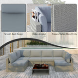 Aug-guan Patio Furniture Set 7-Piece, All-Weather Outdoor Conversation Set Sectional Sofa with Water Resistant Grey Thick Cushions and Coffee Table（Grey） Aug-guan