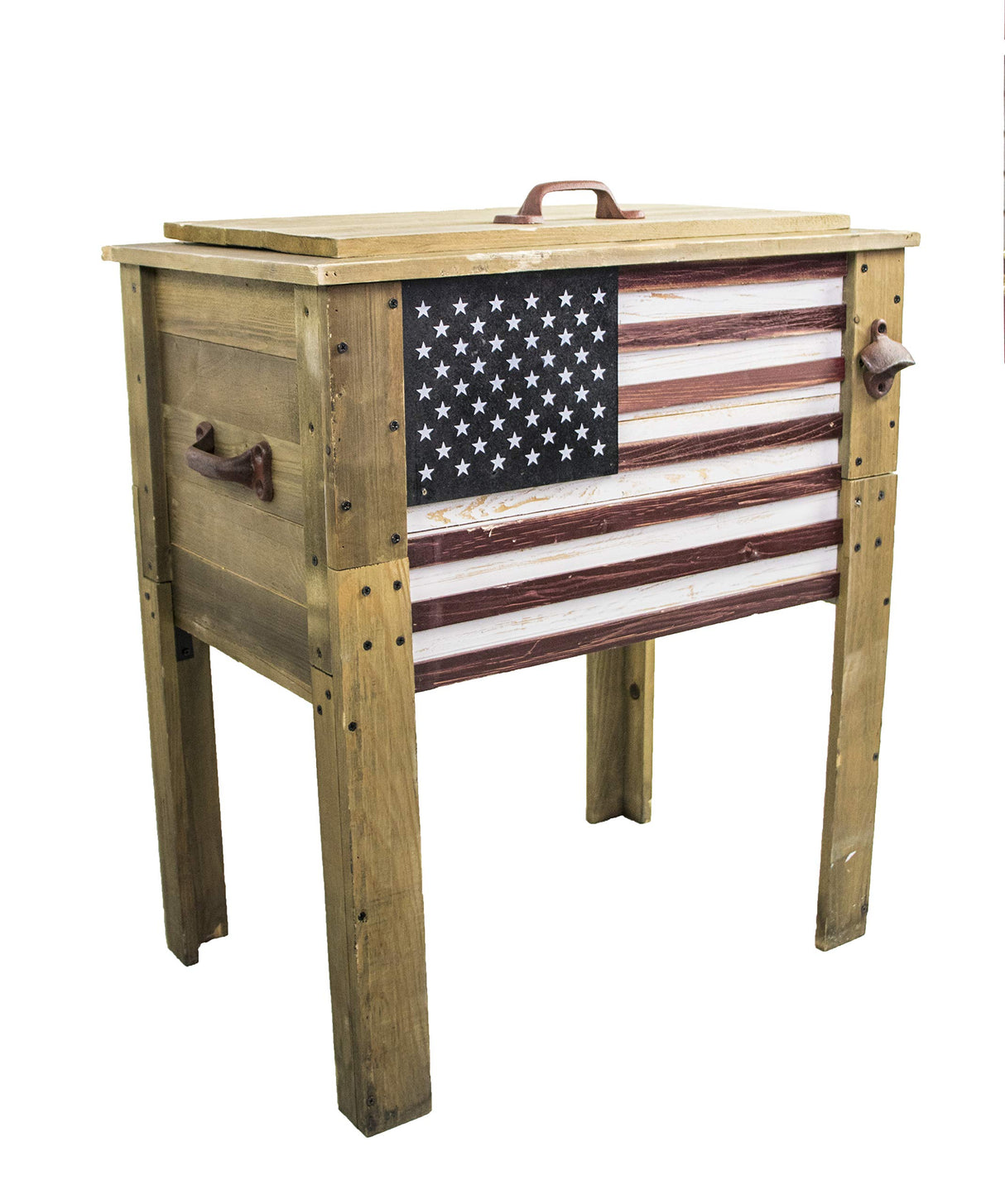 Wooden Patio Beverage Cooler for Porch, Deck or Patio - American Flag Design - 57 Qt - Backyard Expressions BACKYARD EXPRESSIONS PATIO · HOME · GARDEN