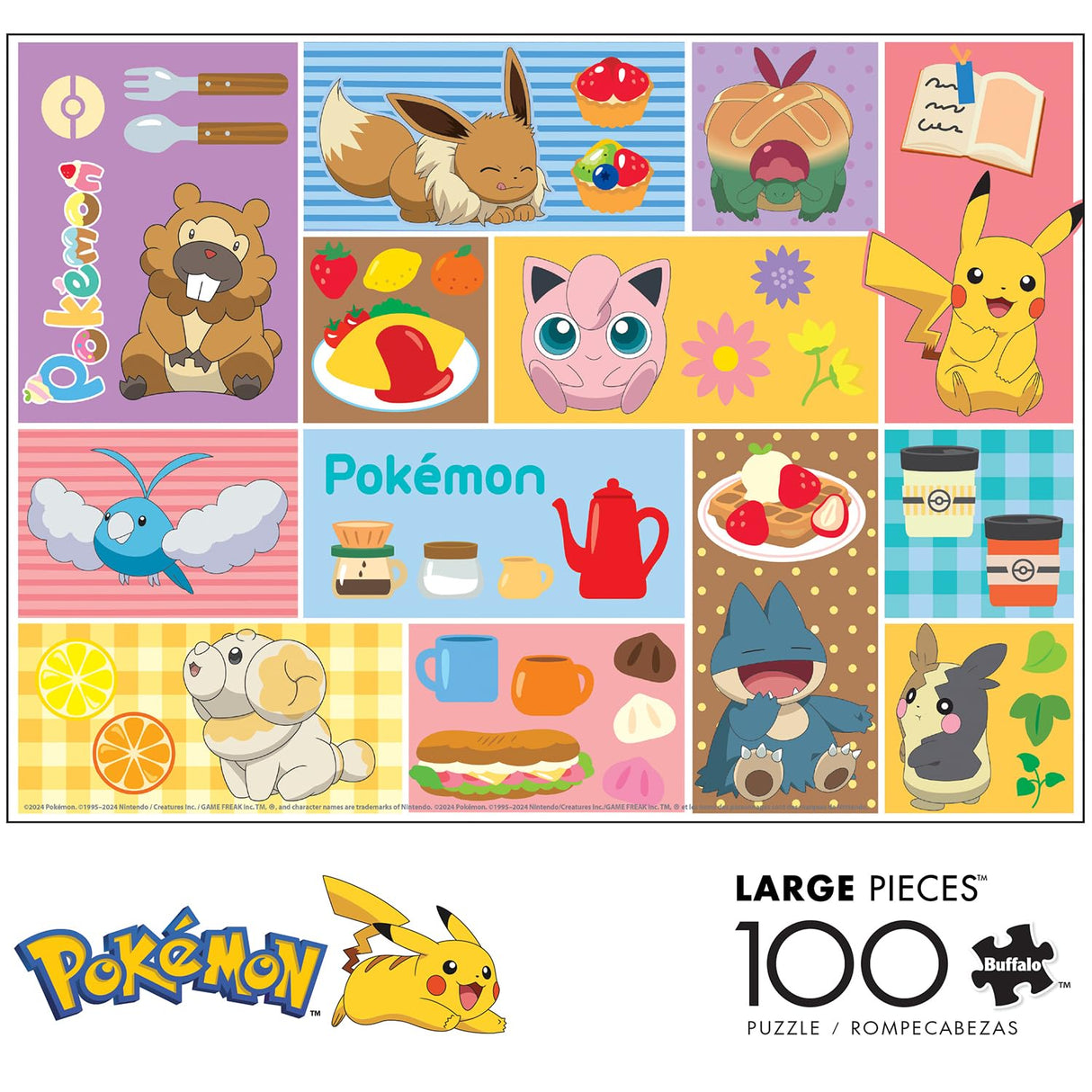Buffalo Games - Pokemon - Treats - 100 Piece Jigsaw Puzzle for Families -Challenging Puzzle Perfect for Game Nights - Finished Size is 15.00 x 11.00 Buffalo Games