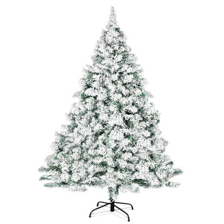 Outroad 7ft Snow Flocked Christmas Tree Premium Hinged Artificial Pine Tree,Xmas Tree Metal Stand and 1000 Lush Branch Tips Holiday Decorate, Easy to Assemble,White OUTROAD OUTDOOR CAMPING GARDEN PATIO
