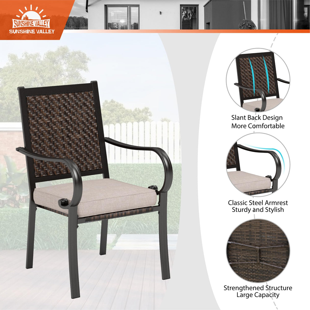 SUNSHINE VALLEY 9 Piece Wicker Patio Dining Sets, Outdoor Dining Sets for 8, 1 Expandable Metal Dining Table & 8 Patio Dining Chairs with Cushion All Weather Outdoor Table and Chair Sets for Backyard SUNSHINE VALLEY