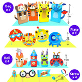 KRAFUN My First Safari Animal Paper Craft Kit, 16 DIY Arts and Crafts Zoo Animal, Organized Craft Activities Supplies Box Assembling Creative Toys for Toddlers, Boys, Girls 3-8 Years Old KRAFUN