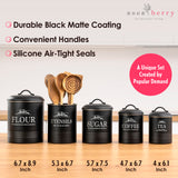 noonberry Canisters for Kitchen Counter, Set of 5 Black Containers, Airtight Coffee Tea Flour Sugar Canisters Sets for the Kitchen Countertop & Kitchen Utensil Holder noonberry