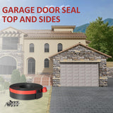 Greymond Garage Door Weather Stripping, 40 FT Black Garage Door Side and Top Seal Trim, Universal Adhesive Backed Garage Door Rubber Seal Strip Replacement Greymond
