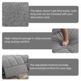 CANMOV Manual Fabric Reclining 3 Seat Sofa Couch with 2 Cup Holders, 3 Seater Recliner Sofa Couch with Armrest and Pockets for Living Room, Bedroom Furniture, Gray CANMOV