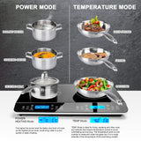 Duxtop LCD Portable Double Induction Cooktop 1800W Digital Electric Countertop Burner Sensor Touch Stove, 9620LS/BT-350DZ duxtop