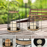 Lumeavetra Rustic Farmhouse Decorative Lantern Set of 2, Boho Lanterns with LED Candles, Modern Farmhouse Indoor Outdoor Decor for Living Room Patio Porch Fireplace Kitchen Dining Table Centerpiece Lumeavetra
