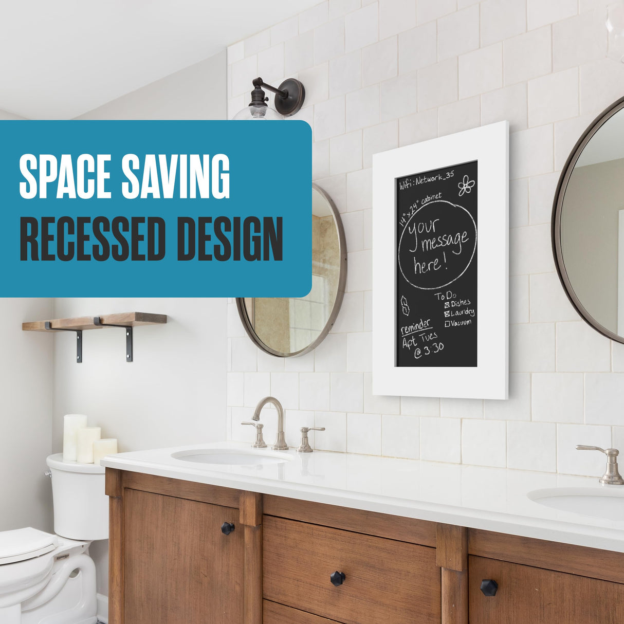 Houseables Medicine Cabinet No Mirror, Recessed, Hidden in Wall Niche, Without Mirror, Chalkboard, Concealed, Built in, Between Stud Shelf Insert, for Bathroom Storage, 14x24 Inch (17x27) Houseables