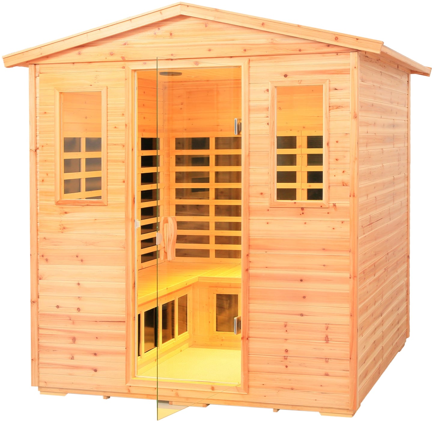 LTCCDSS Outdoor Sauna 5-6 Person Far Infrared Sauna Low EMF | Withstand Temp -5℉-104℉, Outdoor Indoor Wooden Sauna Room for Home-18 Low EMF Boards-Canadian Hemlock-Chromotherapy-Bluetooth Speaker