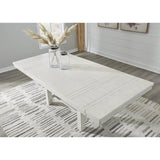 Signature Design by Ashley Robbinsdale Transitional Dining Extension Table with Removable Leaf & Trestle Base, White Signature Design by Ashley