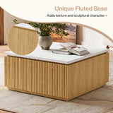 Tribesigns 31.5" Square Coffee Table, Modern Wood Center Table Cocktail Furniture for Living Room, White & Brown Tribesigns