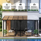 Arlopu 10'x 14' Gazebo Pergola, Outdoor Aluminum Lean to Hard Top with Sloped Roof, Large Wall-Mounted Heavy Duty Awnings for Patio, Garden, Decks, Backyard and More Arlopu