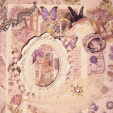 CHRYCELESTE 200pcs Vintage Purple Scrapbook Stickers and Paper, Journal Stickers Kit, Junk Journal Paper Kit - Flowers Butterflies,Plastic Case Packaging with Handy Pliers(Purple Reverie) CHRYCELESTE