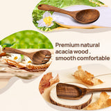 TANAAB Kitchen Wooden Spoons Utensils Set for Cooking, 5 Piece Acacia Wood Spoon Cooking Utensils Apartment Essentials Wooden Turner Spoon Spatula Kitchen Set for Nonstick Cookware (5-pieces-set) TANAAB
