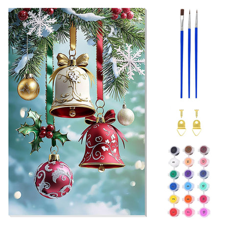 ZENDIYO Christmas Bells Paint by Numbers Kits for Adults Beginner on Canvas with Wooden Framed, Easy Adult Paint by Number Kits, DIY Acrylic Color Painting by Number for Home Decor Gift 8x12 Inch ZENDIYO