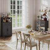 ChooChoo Farmhouse Storage Cabinet, Bathroom Floor Cabinet with Doors and Drawers, Kitchen Pantry Cabinet for Living Room, Laundry, Black ChooChoo