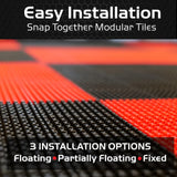 Caliber ProTech XT Garage Flooring and Trailer Deck Traction Tiles, 9” x 18” Interlocking Tiles, Black, 8-Pack Caliber