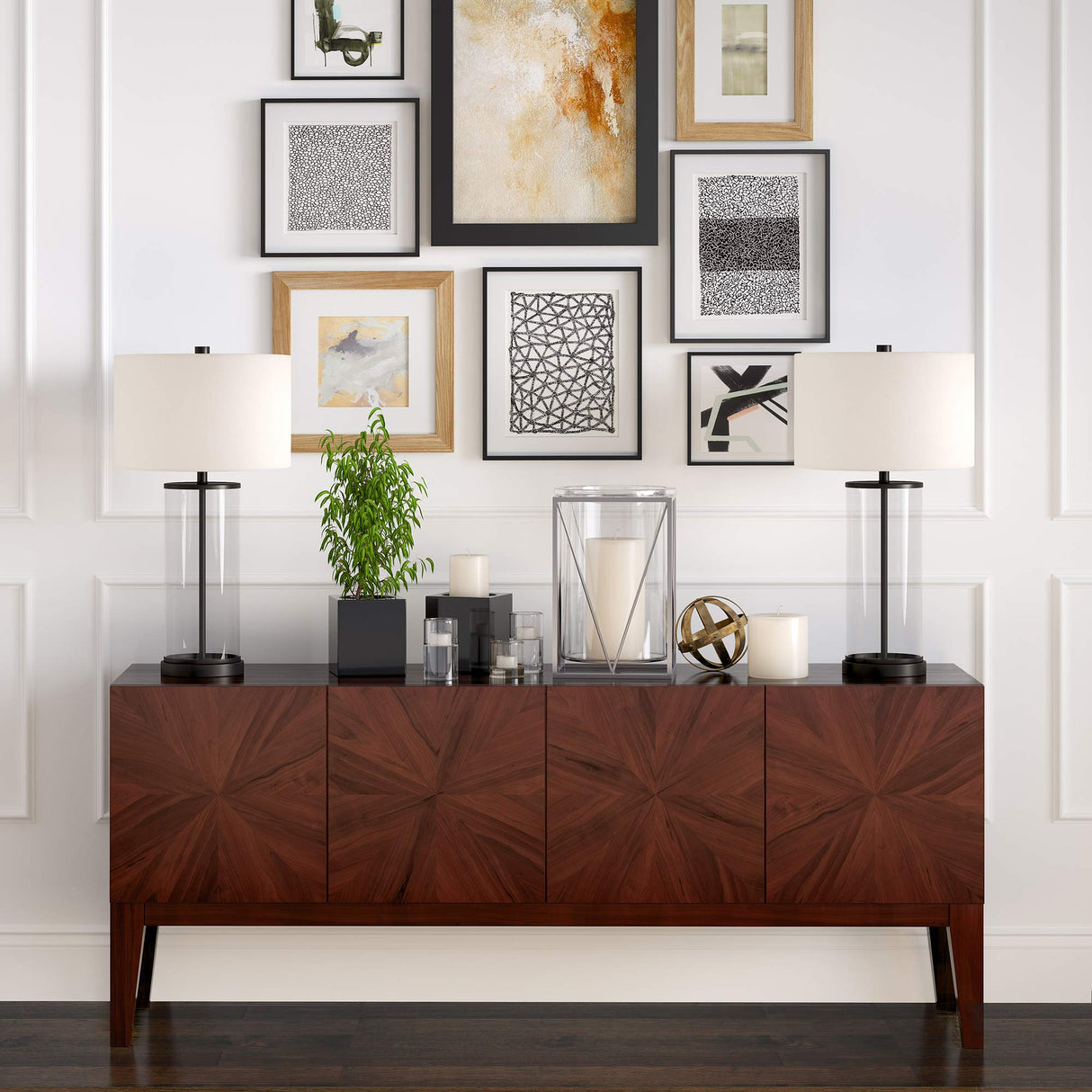 Henn&Hart 28" Tall Table Lamp with Fabric Shade in Blackened Bronze/White, Lamp, Desk Lamp for Home or Office Henn&Hart